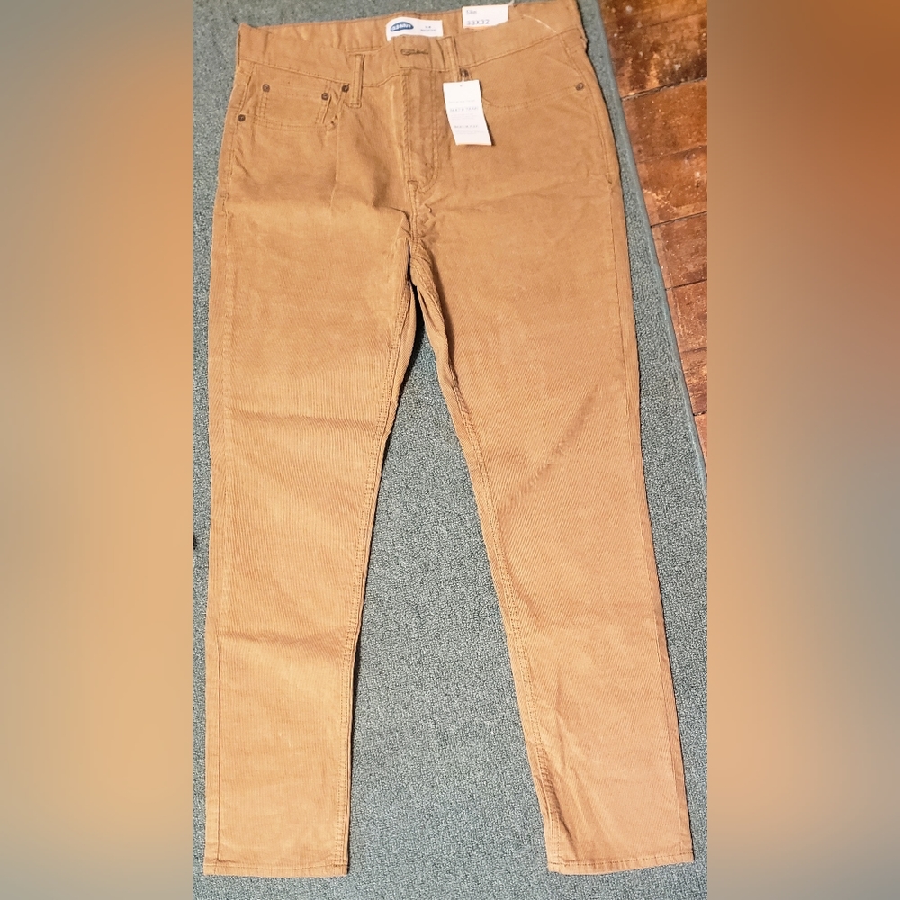 Mens Old NAVY corduroy Slim Fit Stretch Pants 33 Waist 32 Length Pants